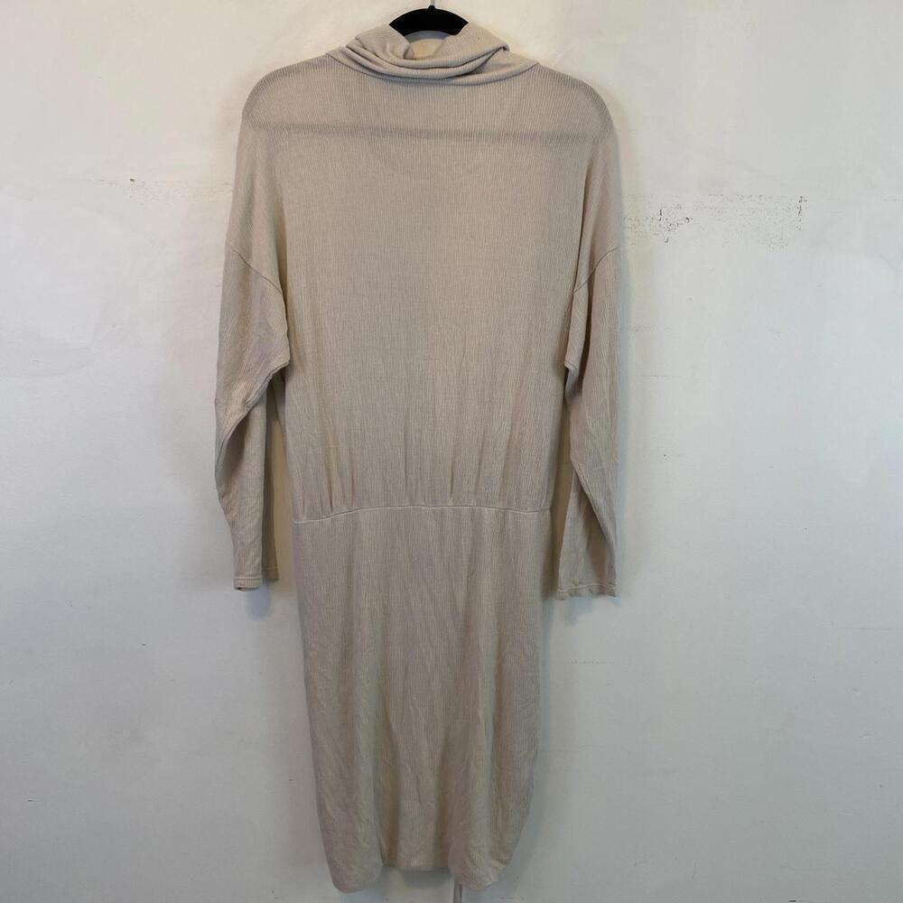 FREE PEOPLE cream ribbed cowl neck ruched sweater dress - Picture 8 of 8